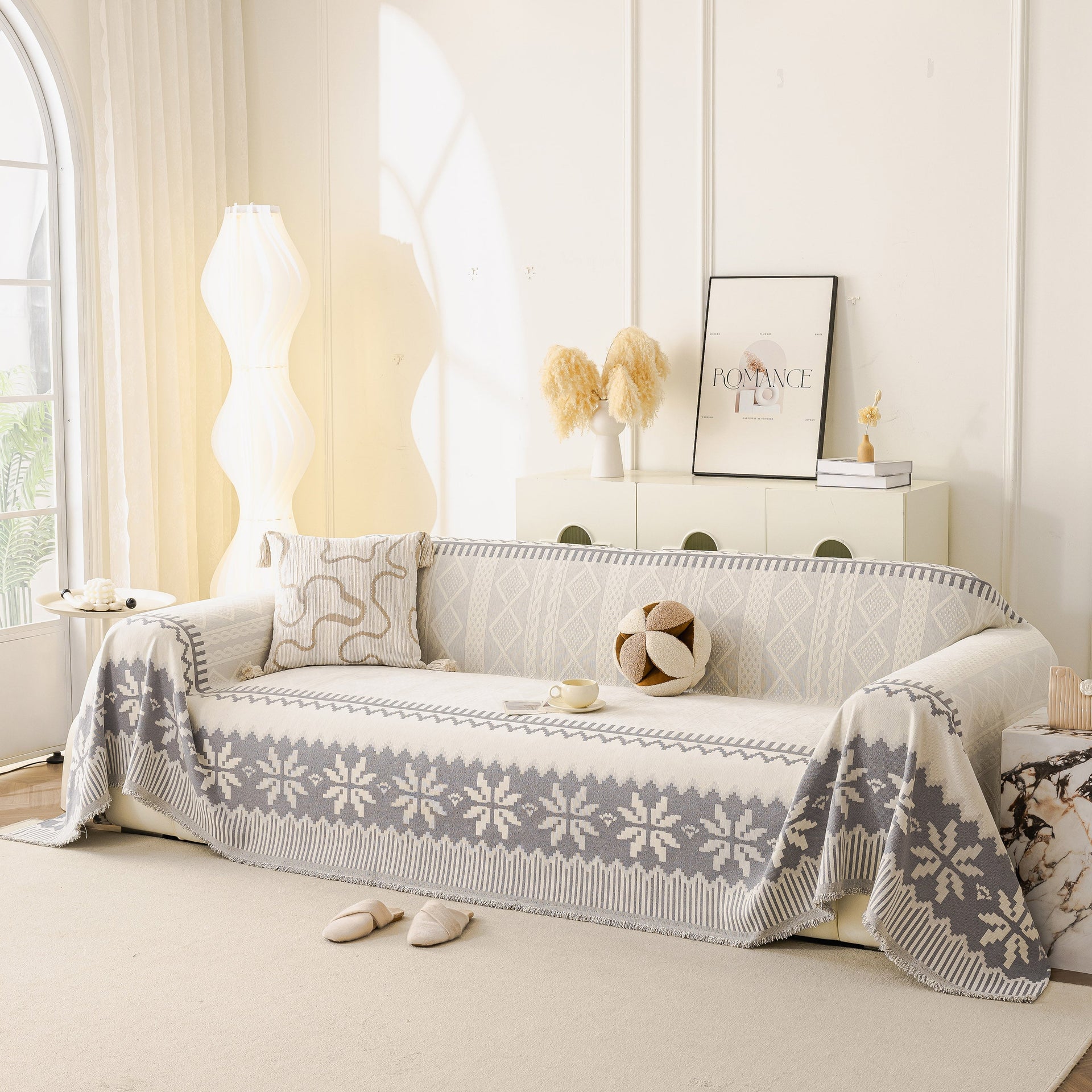 Thick Jacquard Couch Cover for Sectional Sofas, Cozy Washable Sofa Cover Throw Blanket