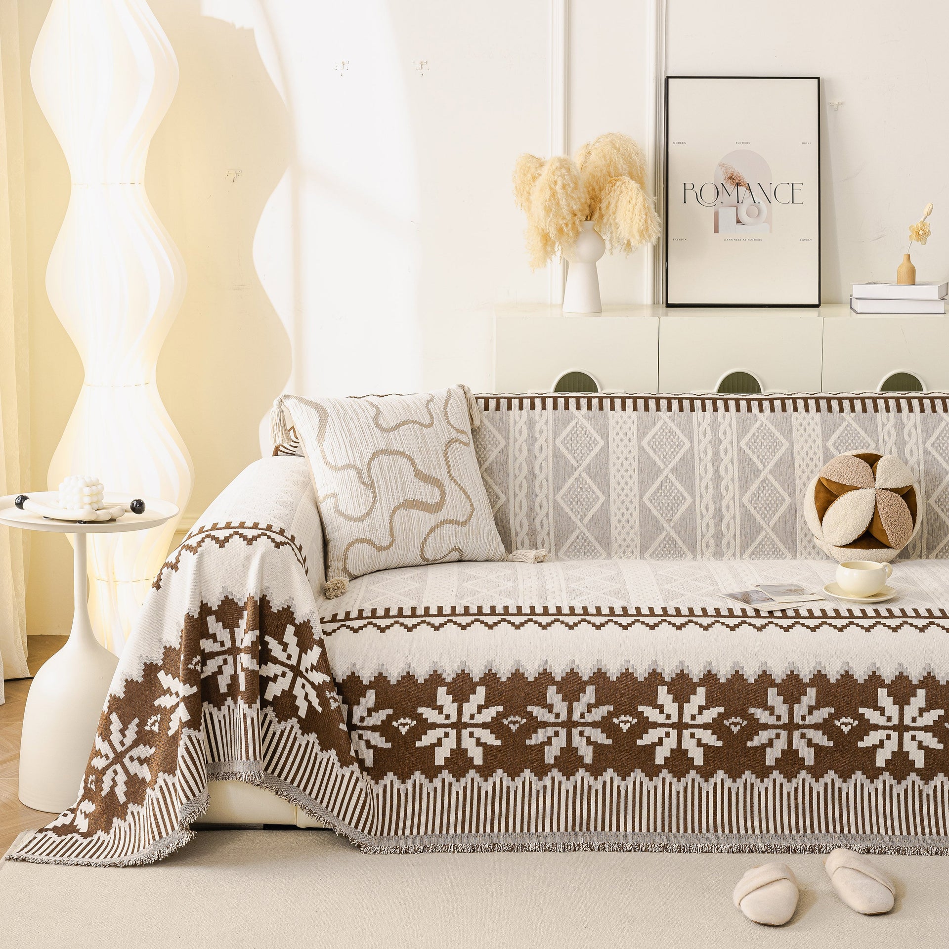 Thick Jacquard Couch Cover for Sectional Sofas, Cozy Washable Sofa Cover Throw Blanket