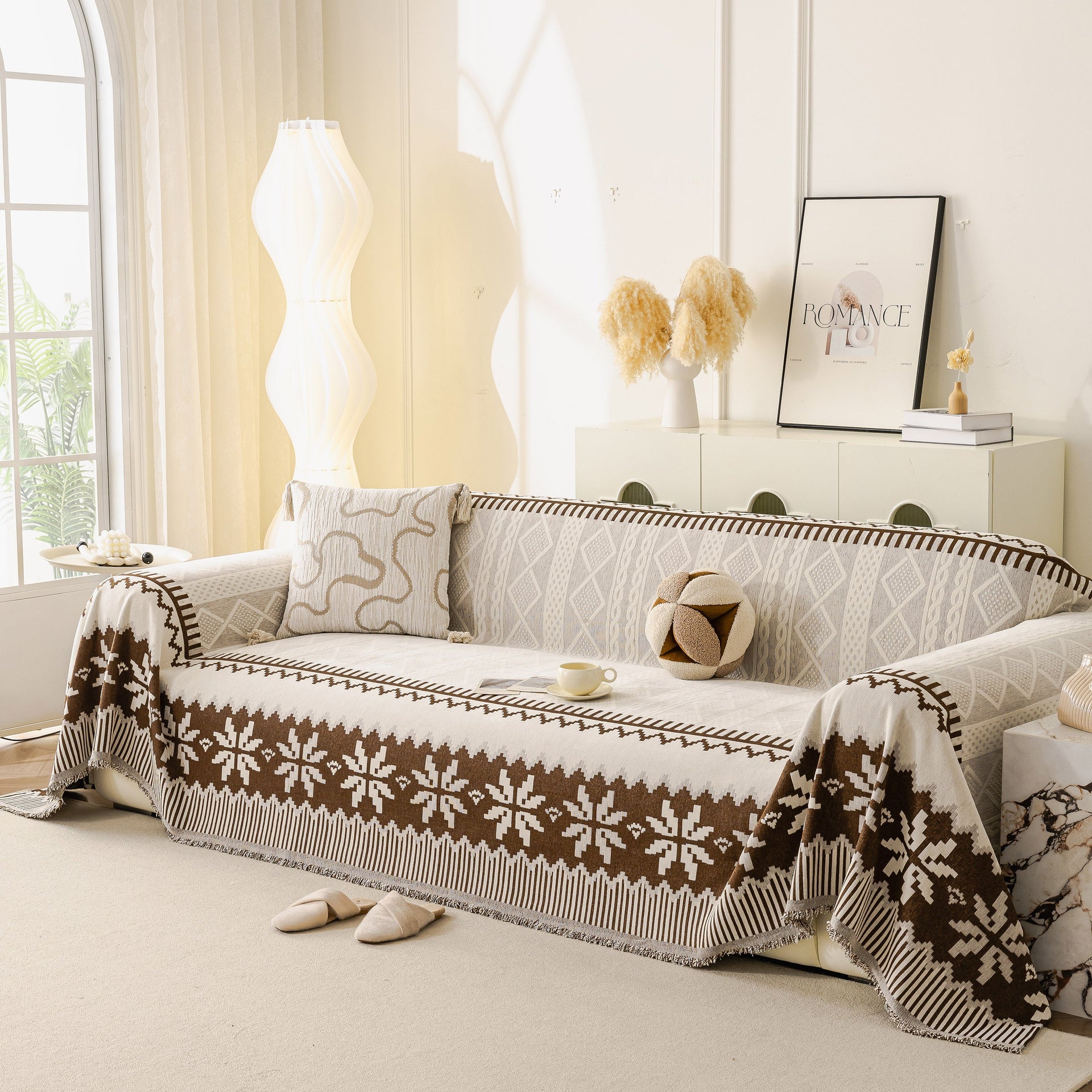 Thick Jacquard Couch Cover for Sectional Sofas, Cozy Washable Sofa Cover Throw Blanket