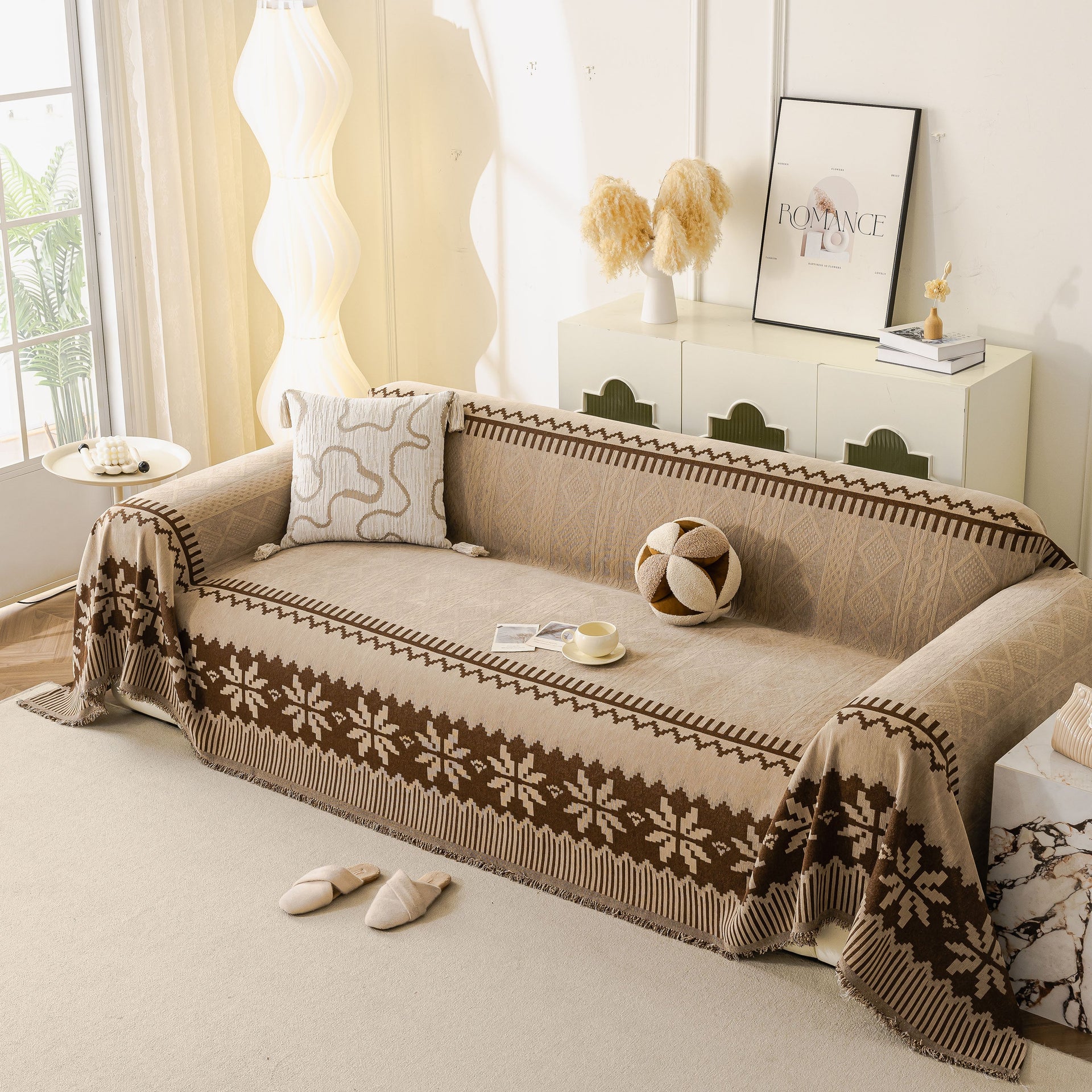 Thick Jacquard Couch Cover for Sectional Sofas, Cozy Washable Sofa Cover Throw Blanket