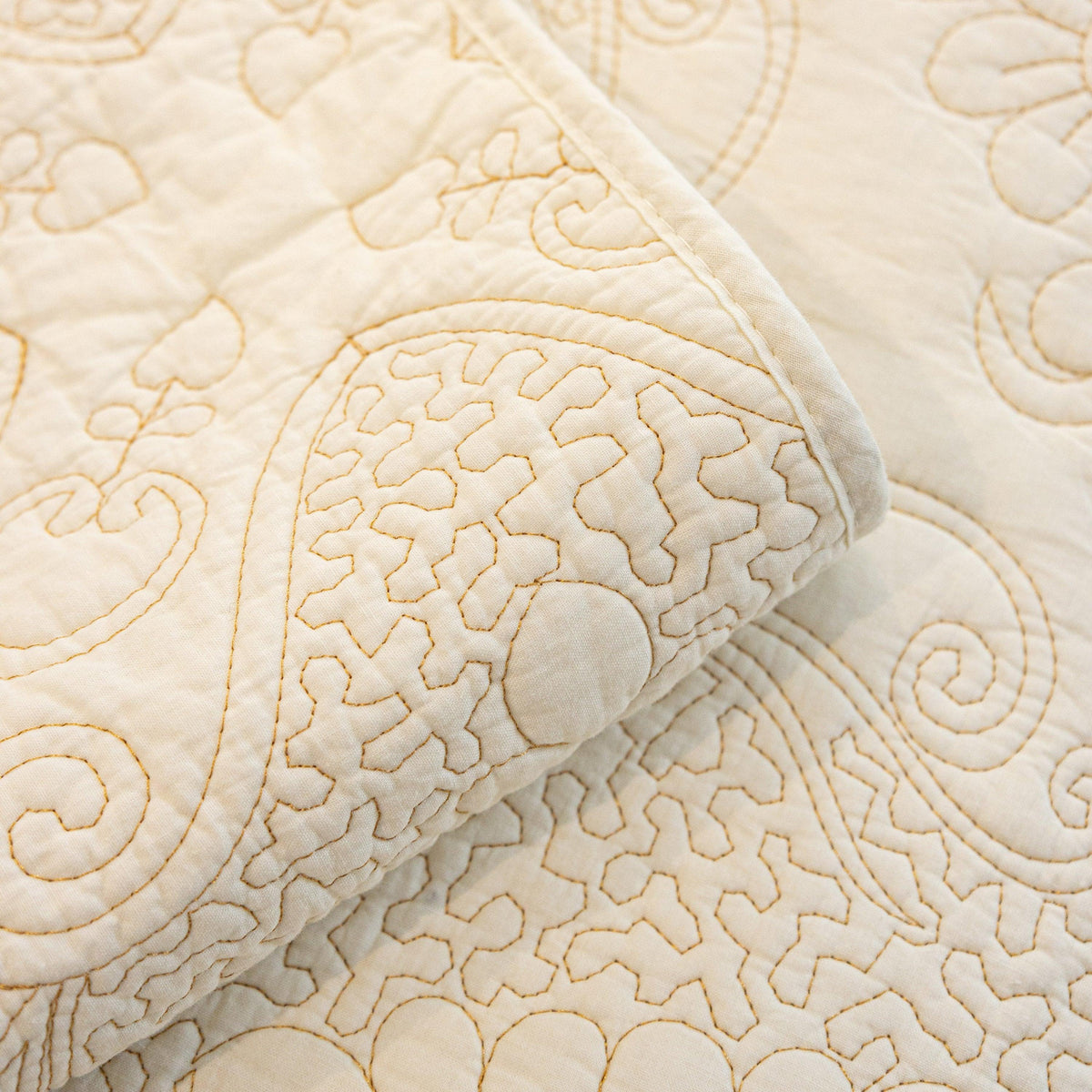 Baroque Floral Quilted Cotton Sofa Cover, Non-Slip Washable Couch Protector