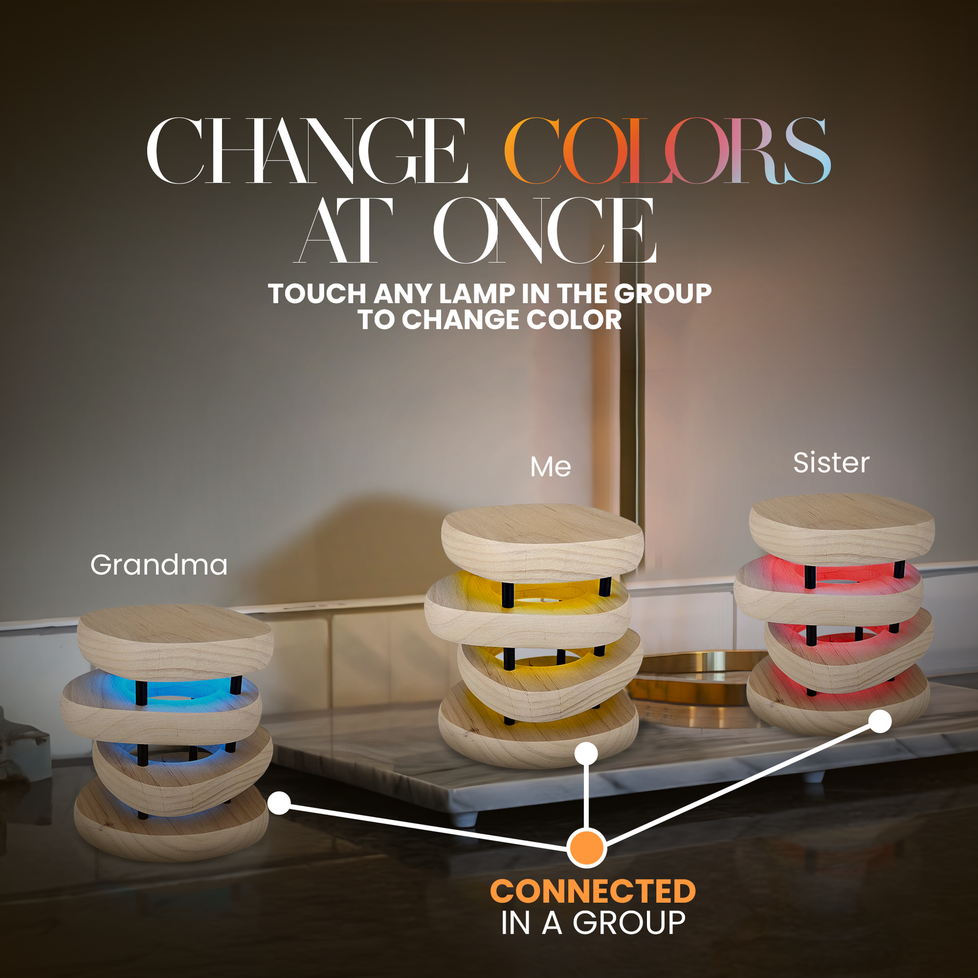 Mid-Century Design Friendship Lamp – Retro Wi-Fi Touch Lamp | Stay Connected Through Time & Distance