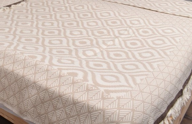 Ikat Beige Turkish Throw