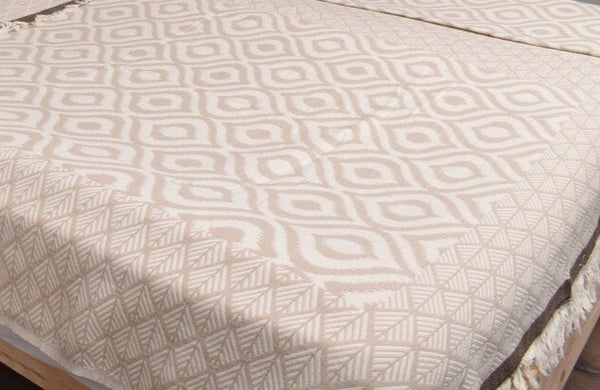Ikat Beige Turkish Throw