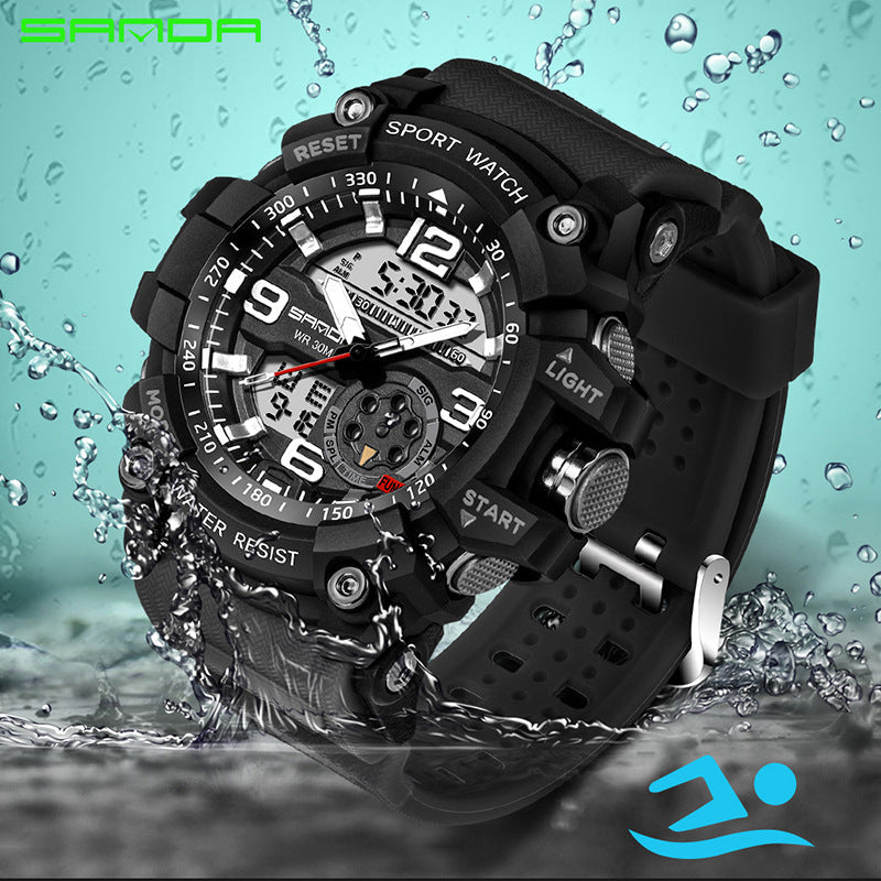 NEW Sport Analog-Digital Watch For Men and Woman  Waterresistant 50M Professional Waterproof Quartz Large Dial Military Wristwatches  With Night Mode