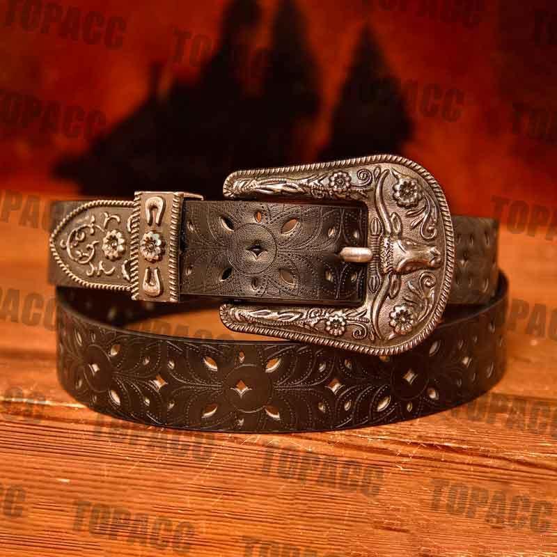 TOPACC Western Hollow PU Leather Belts Cowgirl Leather Designer Belts - Gifts for You 'n Me