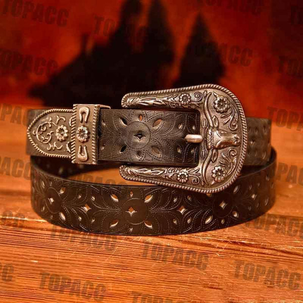 TOPACC Western Hollow PU Leather Belts Cowgirl Leather Designer Belts - Gifts for You 'n Me