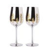 Crystal Christmas Tree Stemmed Wine & Water Glasses - Set of 2 - Holiday Themed Vibrant Gold Etched Winter Snow Wonderland Frosted Glass, Perfect For Seasonal Parties, Gifts for Him & Her Trees Décor