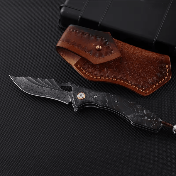 Condor VG10 Japanese Damascus Pocket Knife with Stained Maple Burl handle