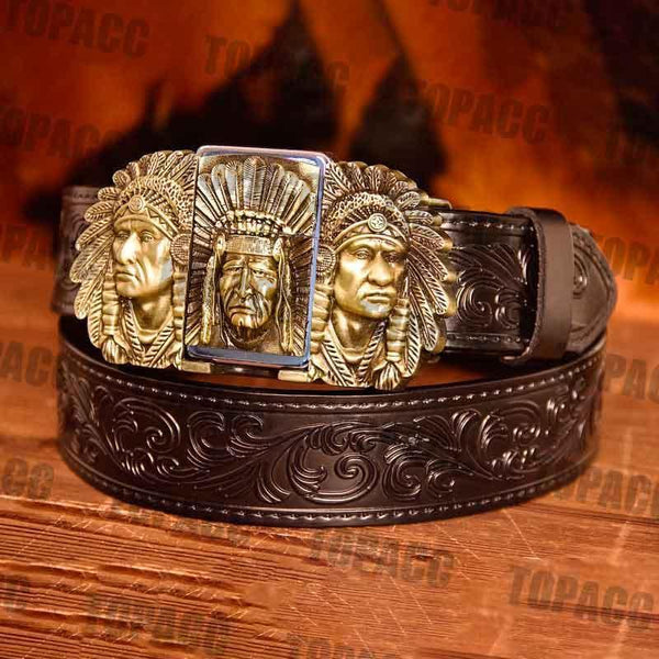 Indian Glow Buckle - Black Belt - Gifts for You 'n Me