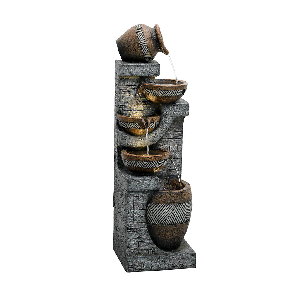 Resin Carved Clay Urn Outdoor Water Fountain 42 Inch
