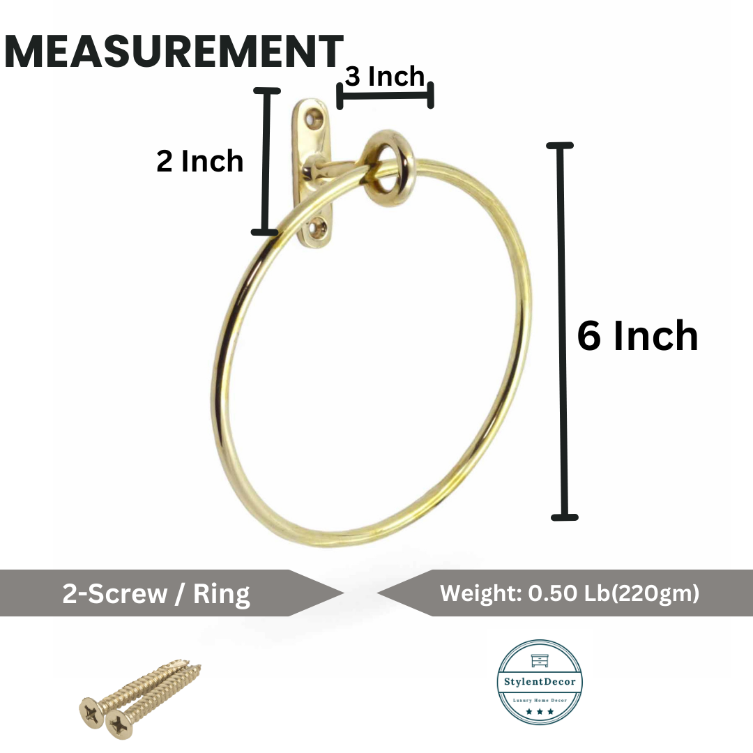 Brass Minimalist Towel Ring - Unlacquered Polished Brass
