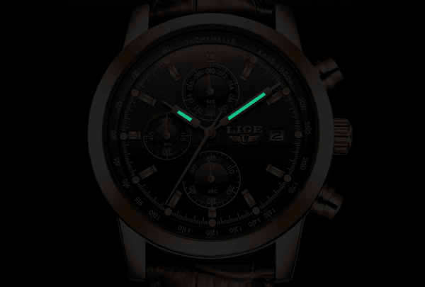 Men's  Waterproof Watch With Chronometers Date Display And Fluorescent Pointers Excellent Look Perfect Gift