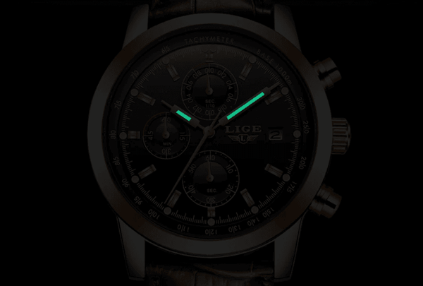 Men's  Waterproof Watch With Chronometers Date Display And Fluorescent Pointers Excellent Look Perfect Gift