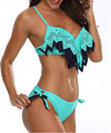 Tropical Bikini  Bottom Padded Ruffled Top Push Up Bikini Swimsuit For Women Underwire Bikini Top Ruffle Padded Two Piece Bathing Suits Teen Girls Two Piece Swimsuit Women Cross Back Bathing Suit Swimwear
