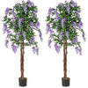 5.5 FT Faux Wisteria Plant in Nursery Pot with Blooming Flowers Set of 2-Purple - Purple