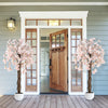 5.5 FT Tall Artificial Cherry Blossom Tree with Pink/White Flowers 2 Pack-White