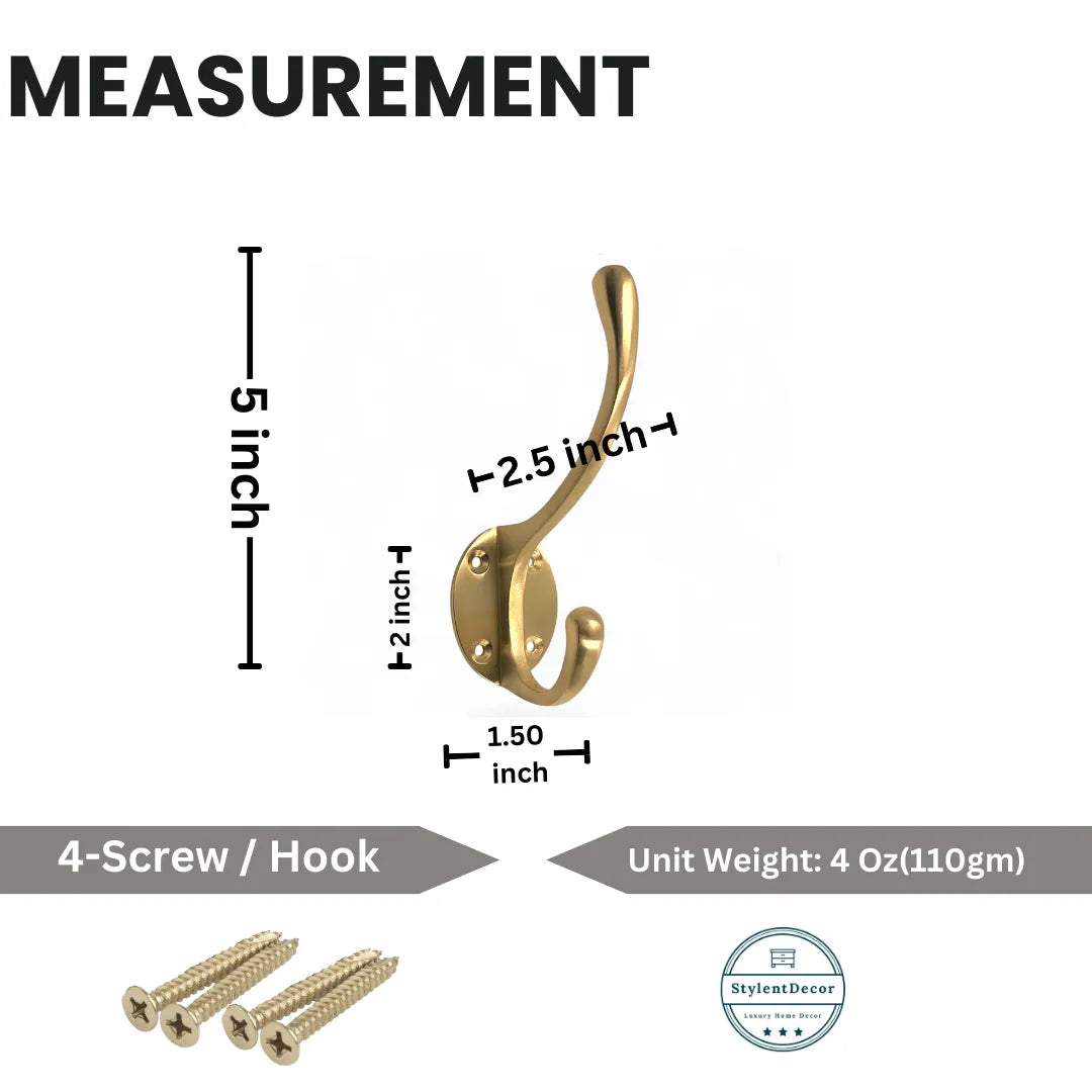 Brass Brushed Classic Brass Hat & Coat Hook