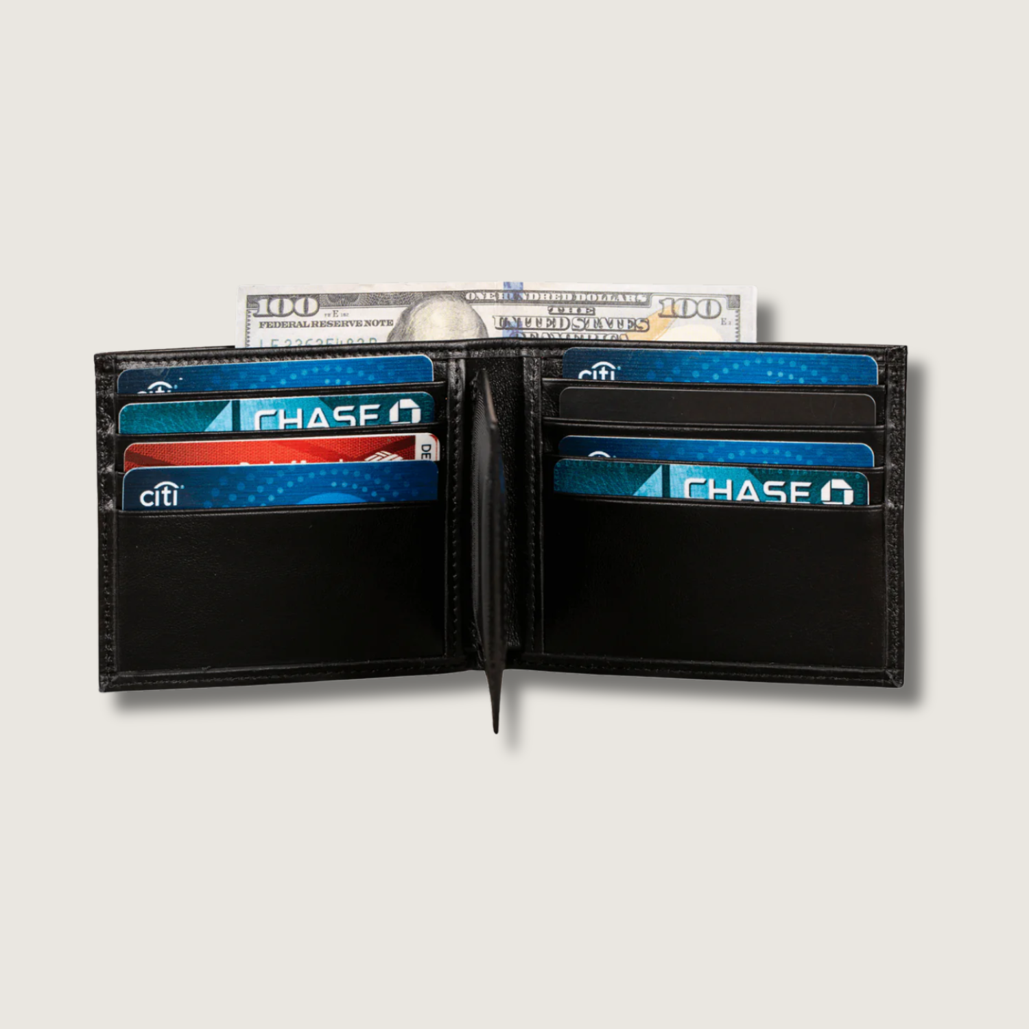 Classic Leather Bifold Wallet - Black - Los Angeles