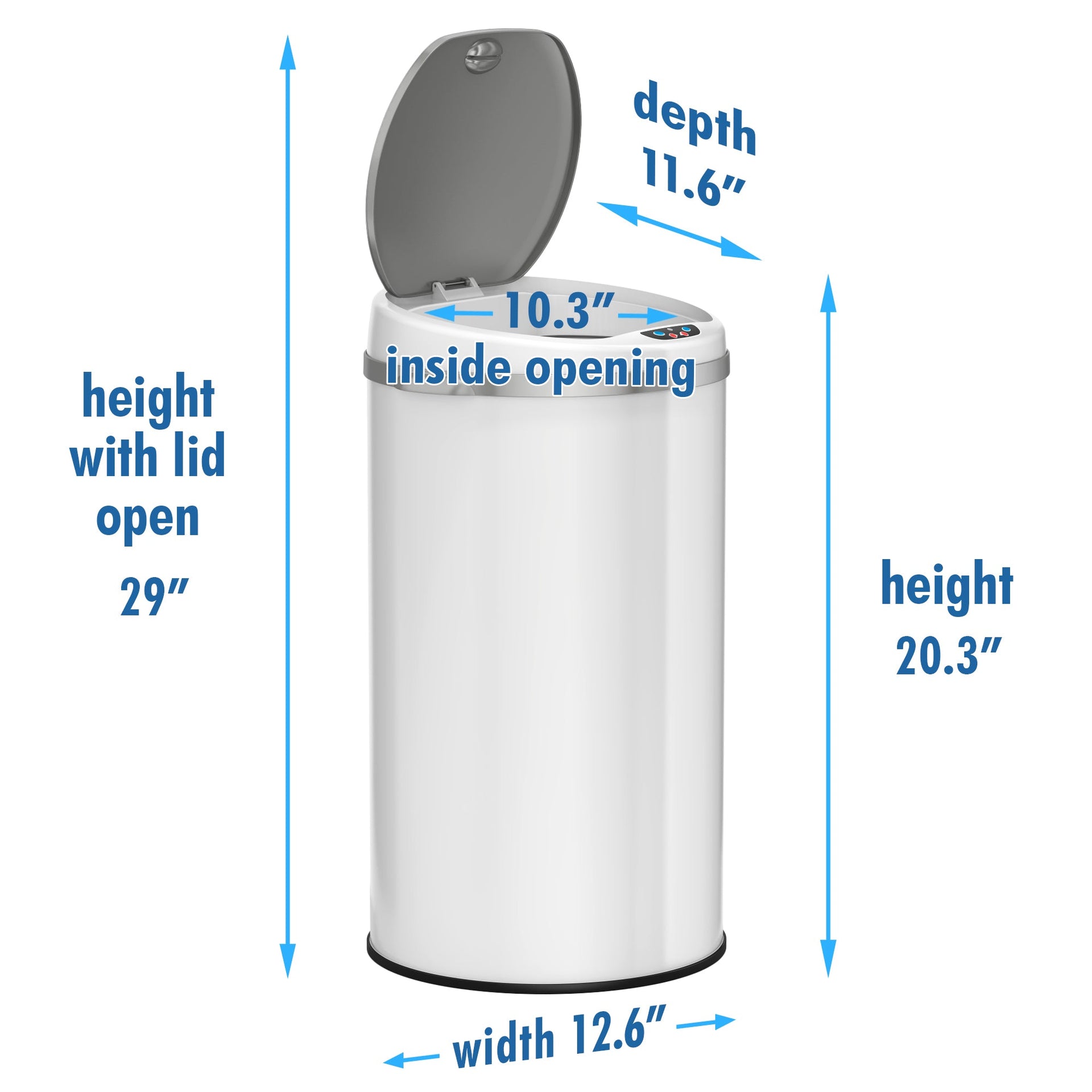8 Gallon Ivory White Sensor Trash Can