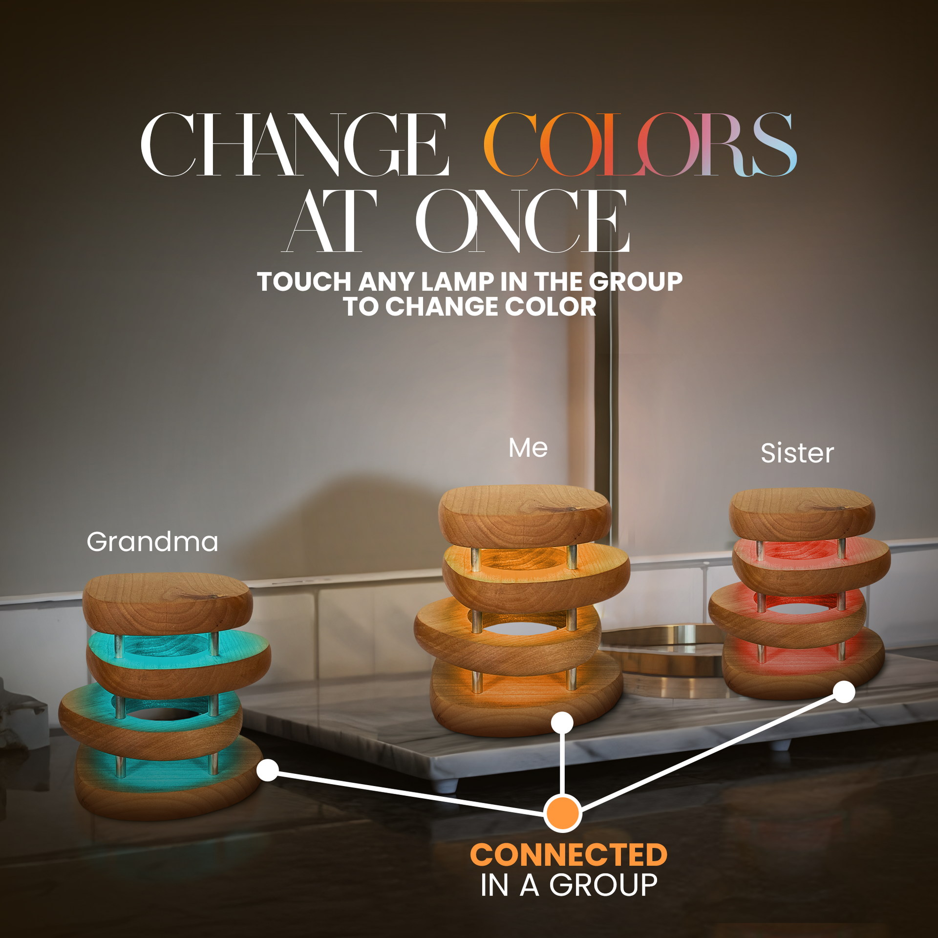 Mid-Century Design Friendship Lamp – Retro Wi-Fi Touch Lamp | Stay Connected Through Time & Distance