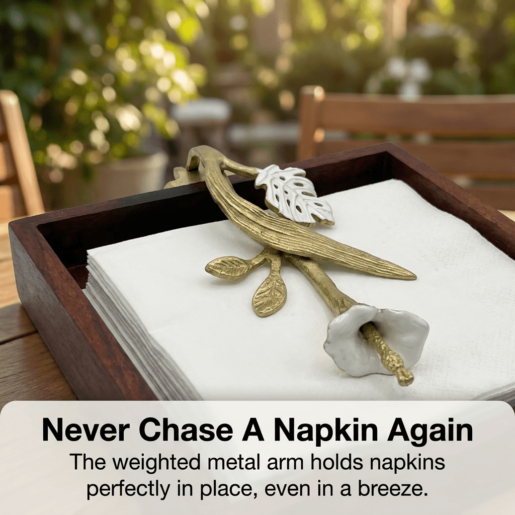 Wooden Napkin Holder – Gold Finish Ornament