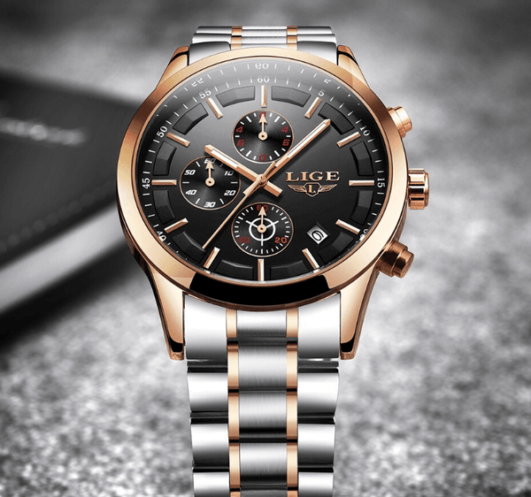 Men's Waterproof  Watch With Chronometers And Date Display Unique Design Perfect Gift