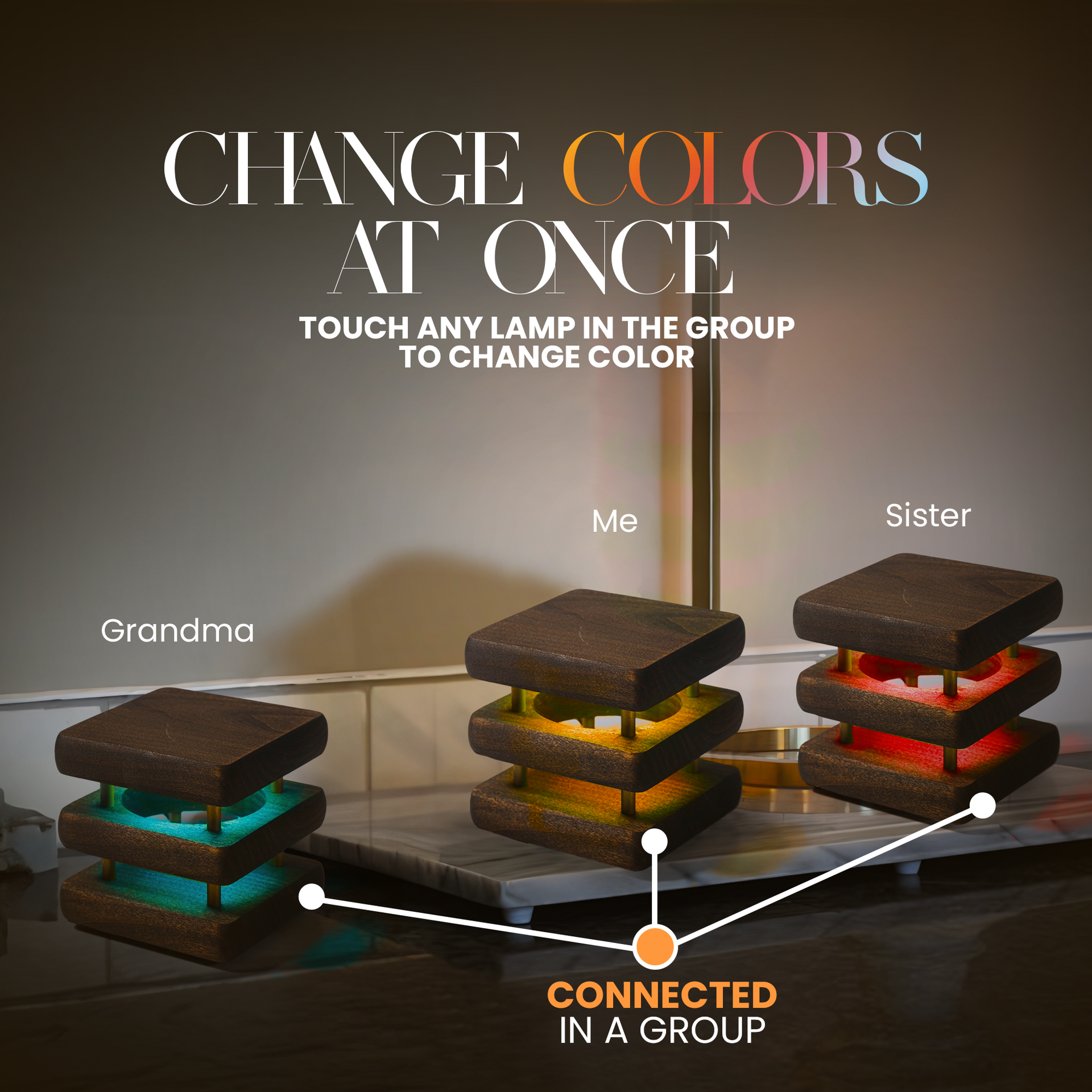 Mini Mid-Century Kona Design Friendship Lamp – Compact Retro Wi-Fi Touch Lamp for Long-Distance Connection