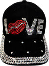 Bedazzled Denim & Diamond Baseball Hat – Handmade Rhinestone Bling Cap