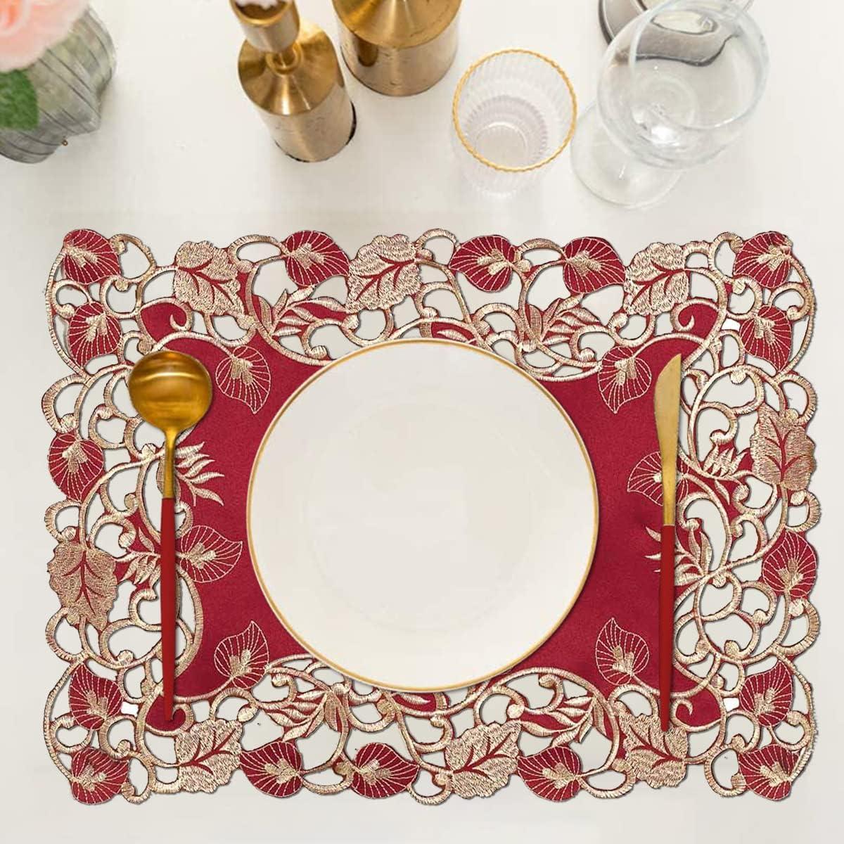 Burgundy Gold Placemats – Royal Garnet, 12x18 Inch