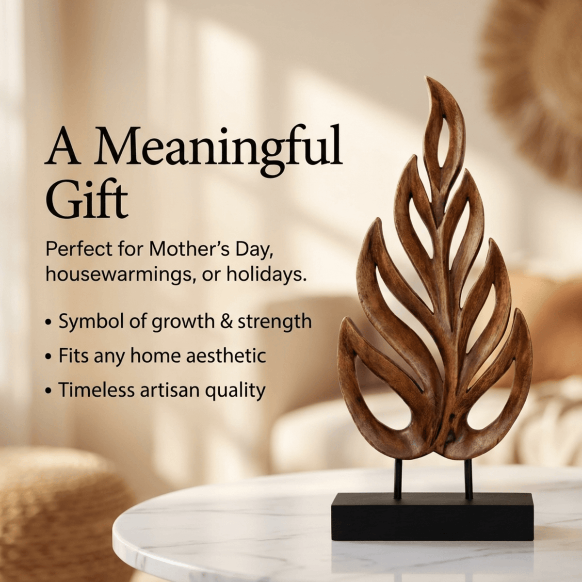 Wooden Leaf Sculpture – Madilyn, Medium