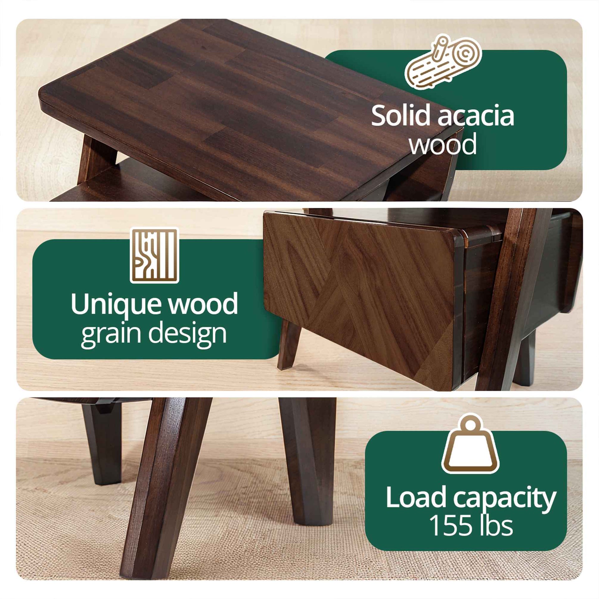 Rorns Rum Nightstand with drawer