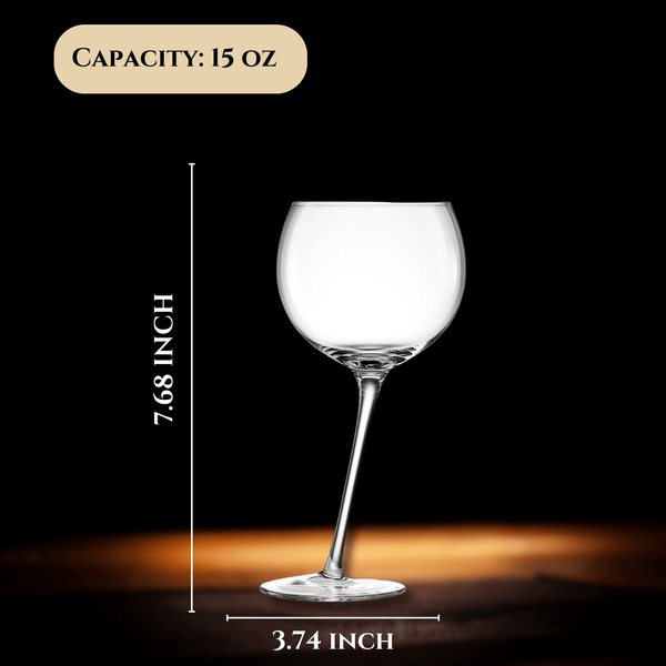 Tipsy Wine Glasses Set of 2 - 15.5OZ Unique Tilted Stemless Wine Glasses for Red or White Wine - Funny Novelty Drinkware for Parties, Bars, and Home Gift Idea - Lead-Free, Dishwasher Safe Glassware