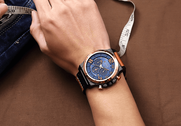 Men's Sport Waterproof Watch With Chronometers Large Numbers And Fluorescent Hands Perfect Gift For Your Man