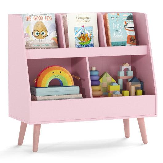 5-Cube Kids Bookshelf and Toy Organizer with Anti-Tipping Kits-Pink
