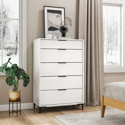 5-Drawer Dresser with Interlock System for Bedroom Living Room-White