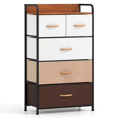 5-Drawer Fabric Dresser with Removable Fabric Bins-Multicolor