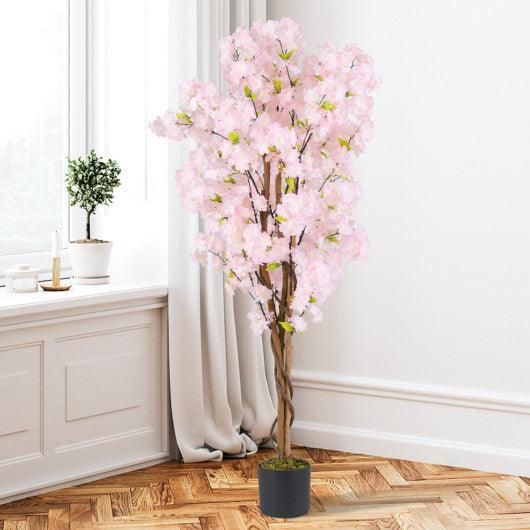5 FT Tall Artificial Cherry Blossom Tree with Pink Flowers-2 Pack
