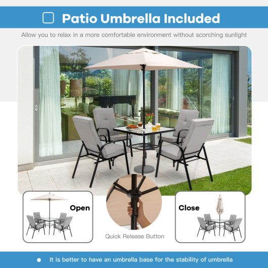 5 Feet Patio Square Market Table Umbrella Shelter with 4 Sturdy Ribs-Beige