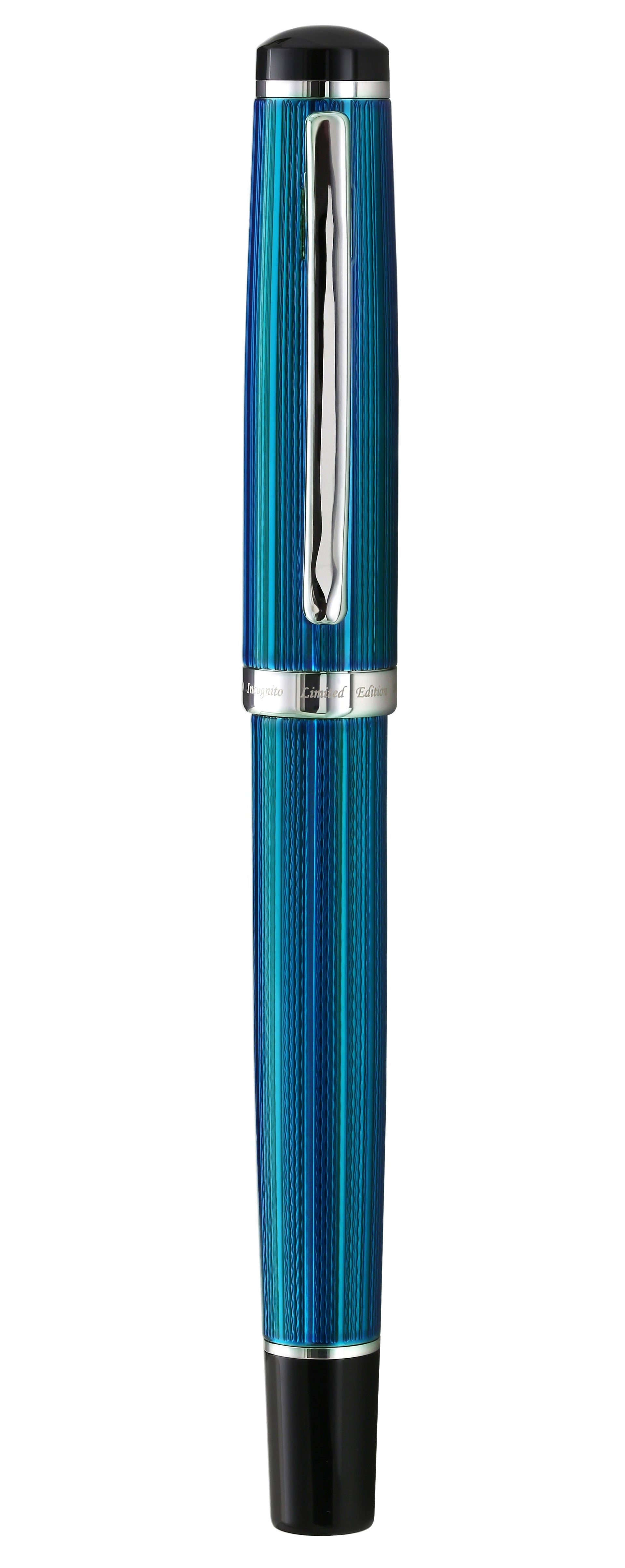 Incognito Diamond-Cut Lacquered Brass Fountain Pen (Medium Nib) - Deep Blue