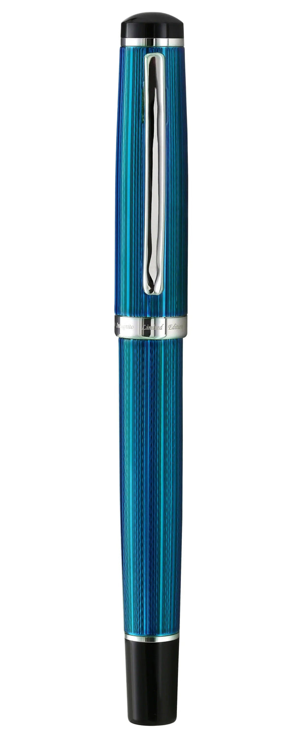 Incognito Diamond-Cut Lacquered Brass Fountain Pen (Medium Nib) - Deep Blue - Gifts for You 'n Me