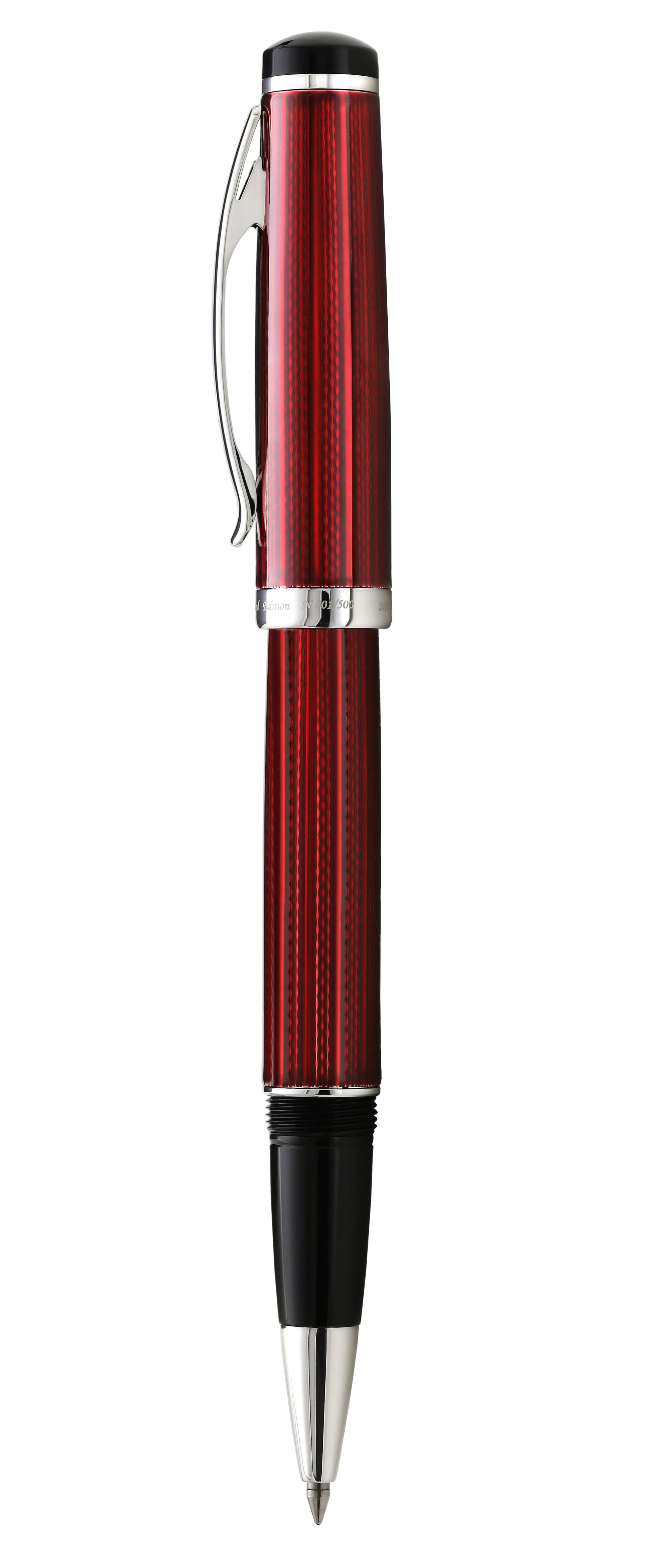 Incognito Diamond-Cut Lacquered Brass Rollerball Pen - Burgundy Red