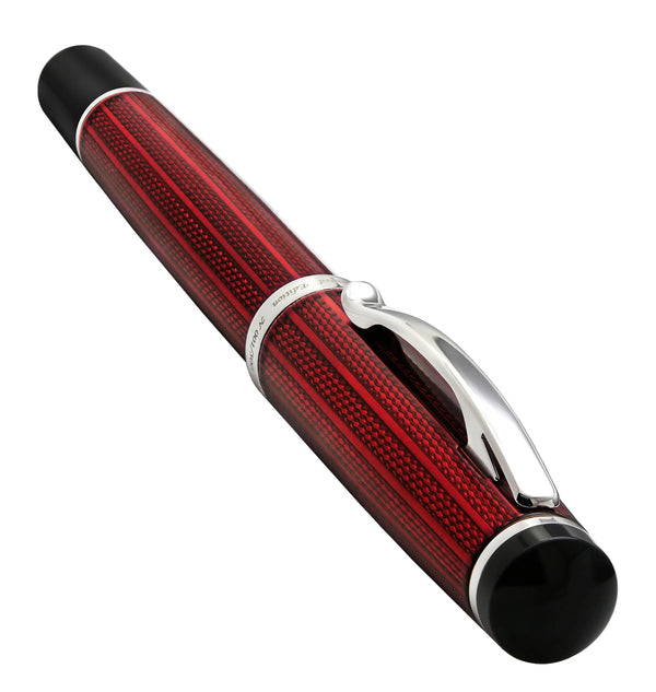 Incognito Diamond-Cut Lacquered Brass Fountain Pen (Fine Nib) - Burgundy Red - Gifts for You 'n Me