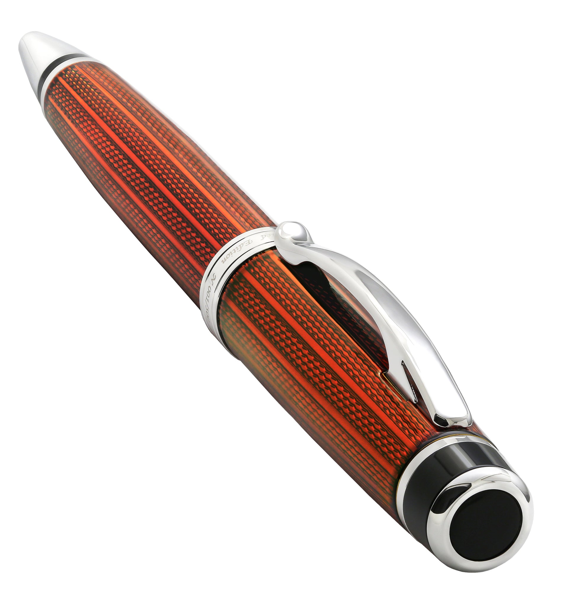 Incognito Diamond-Cut Lacquered Brass Ballpoint Pen - Sunstone Orange