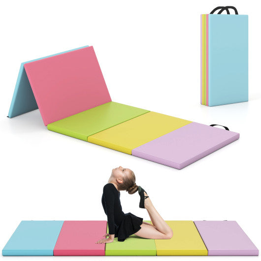 5-Panel Folding Gymnastics Mat for Kids-Green