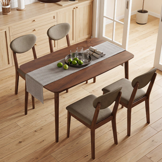 5-Piece Dining Set for 4 with Rectangular Table & Fabric Chairs for Living Room-Beige