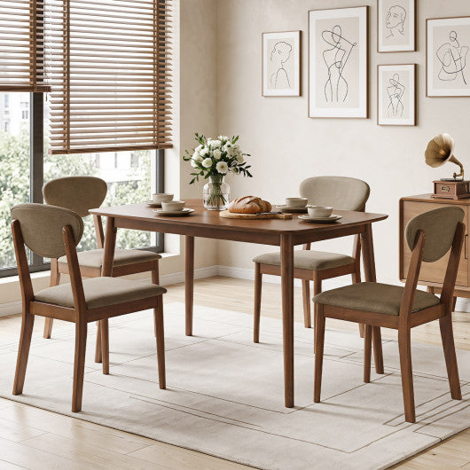 5-Piece Dining Set for 4 with Rectangular Table & Fabric Chairs for Living Room-Beige