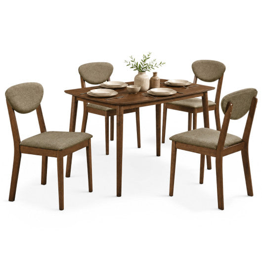 5-Piece Dining Set for 4 with Rectangular Table & Fabric Chairs for Living Room-Beige
