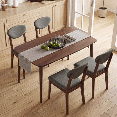 5-Piece Dining Set for 4 with Rectangular Table & Fabric Chairs for Living Room-Gray