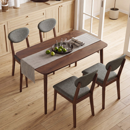 5-Piece Dining Set for 4 with Rectangular Table & Fabric Chairs for Living Room-Gray